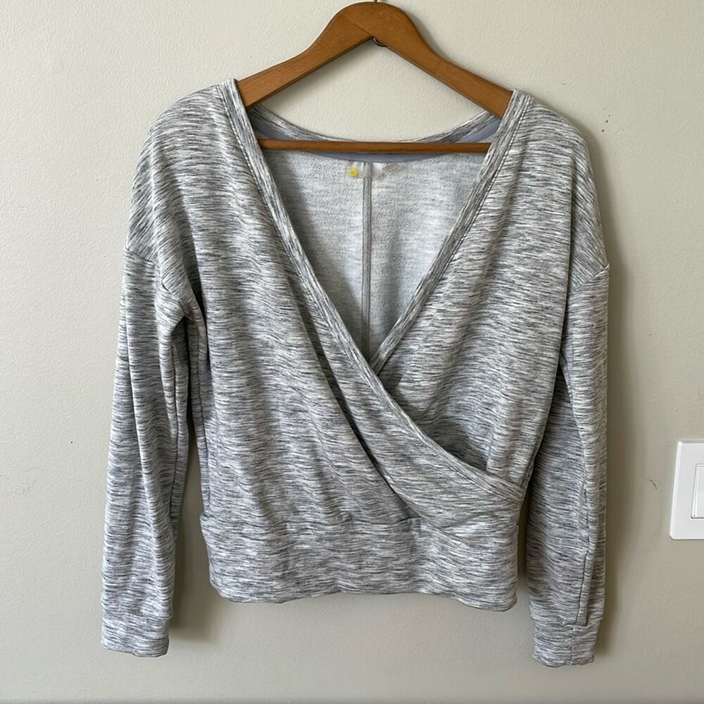 ZELLA Gray Marled Cropped Wrap Athletic Sweatshirt Size XXS